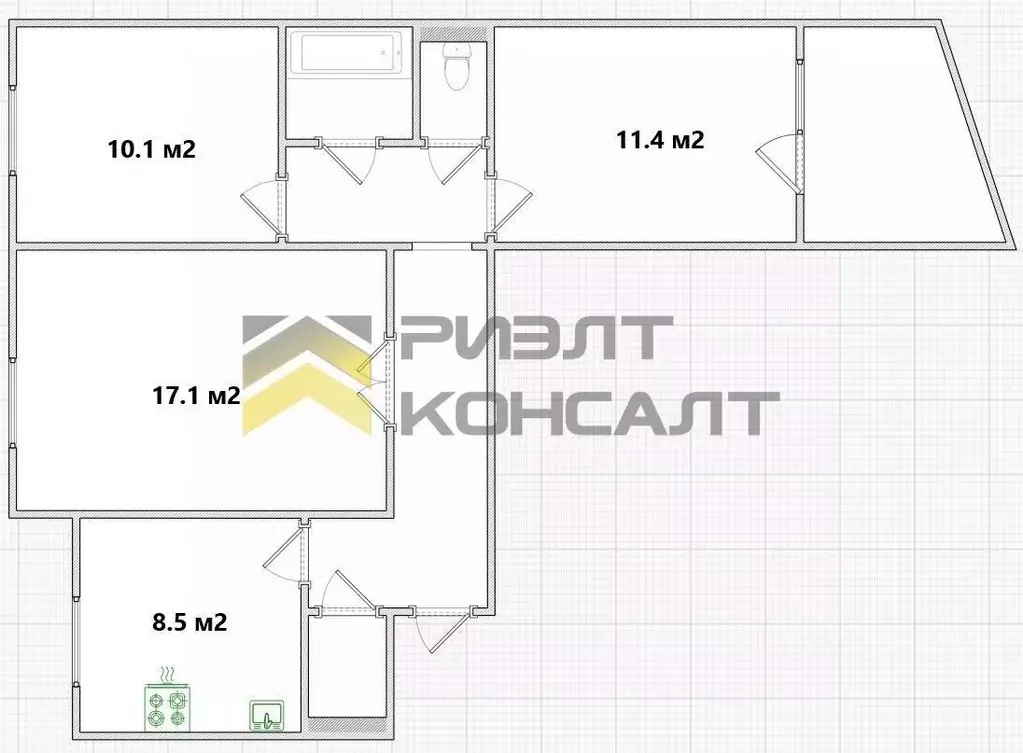 3-к кв. Омская область, Омск ул. Дмитриева, 2/1 (62.9 м) - Фото 1