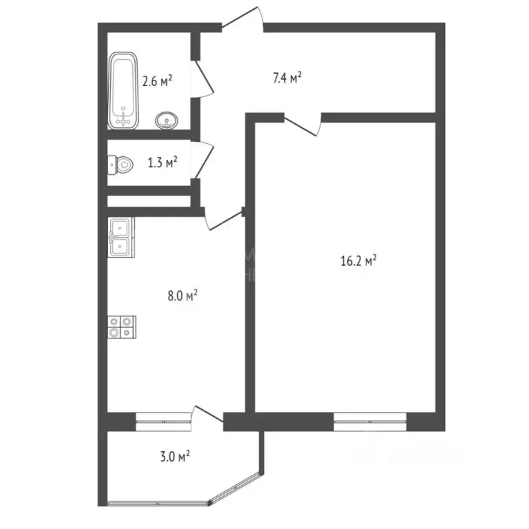 1-к кв. Тюменская область, Тюмень ул. Алексея Леонова, 32 (35.5 м) - Фото 1