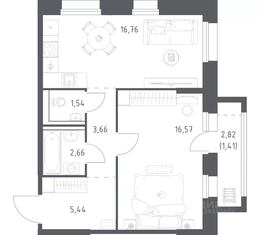 1-к кв. Мурманская область, Кола Кольские Огни жилой комплекс, 1 ... - Фото 1