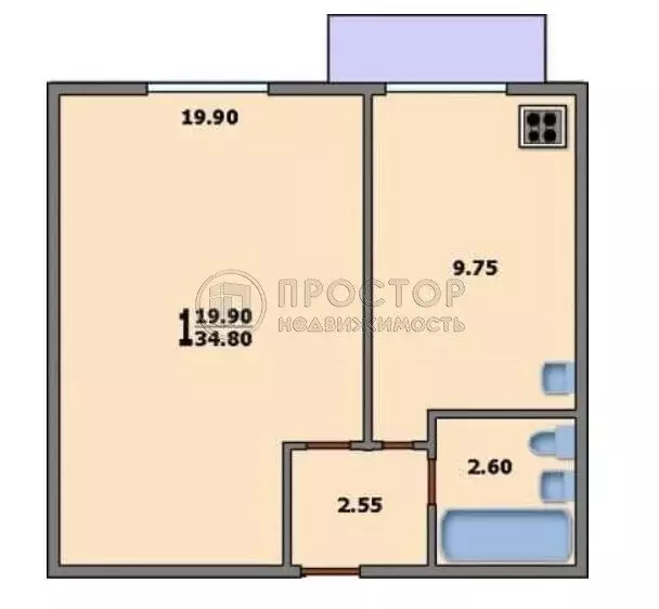 1-комнатная квартира: Москва, 2-я улица Синичкина, 13 (35 м) - Фото 1