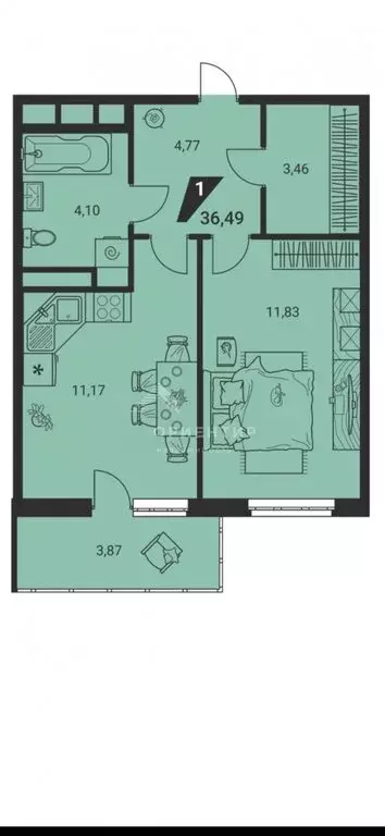 1-комнатная квартира: Екатеринбург, улица Громова, 26 (36.49 м) - Фото 1