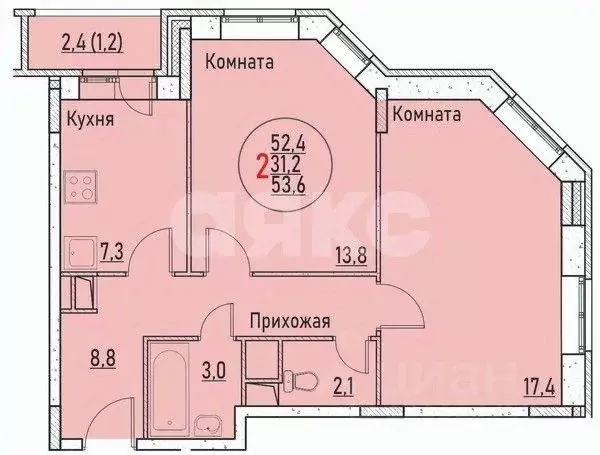 2-к кв. Московская область, Раменское ул. Березовая Роща, 1 (52.4 м) - Фото 1
