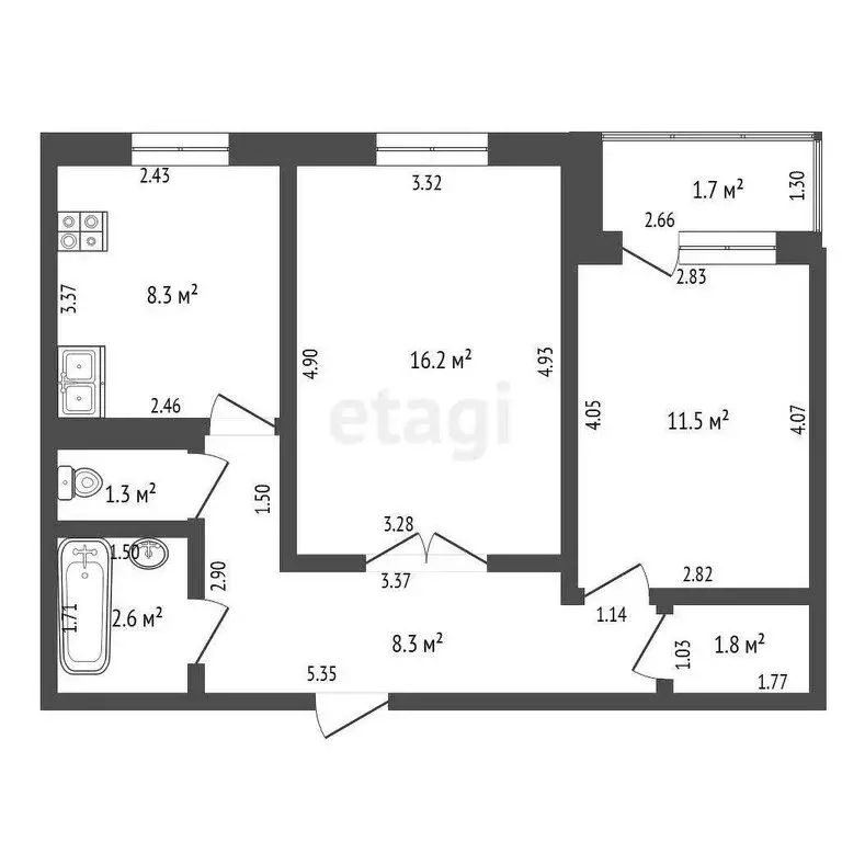 2-комнатная квартира: Стерлитамак, улица Худайбердина, 200 (51.7 м) - Фото 0