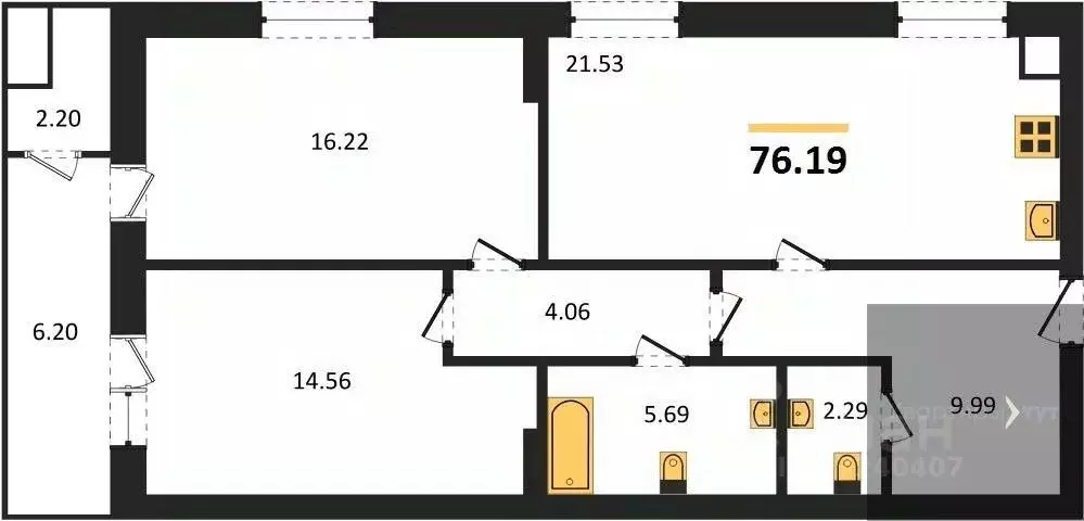 2-к кв. Воронежская область, Воронеж ул. 9 Января, 68Л (76.19 м) - Фото 0