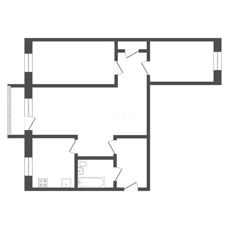 3-комнатная квартира: Курган, улица Гоголя, 124 (59 м) - Фото 1