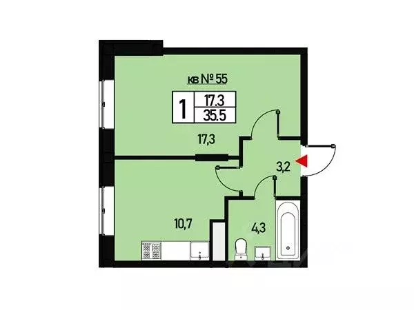 1-к кв. Москва ул. Генерала Донскова, 25к1 (35.0 м) - Фото 0