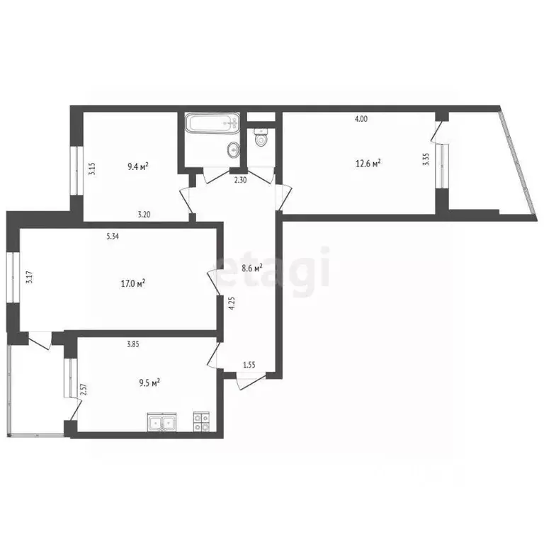 3-к кв. Крым, Симферополь просп. Победы (60.5 м) - Фото 1