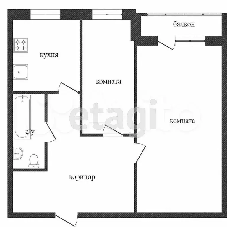 2-к. квартира, 45,5 м, 2/5 эт. - Фото 0