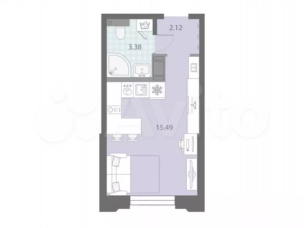Квартира-студия, 21 м, 5/18 эт. - Фото 0