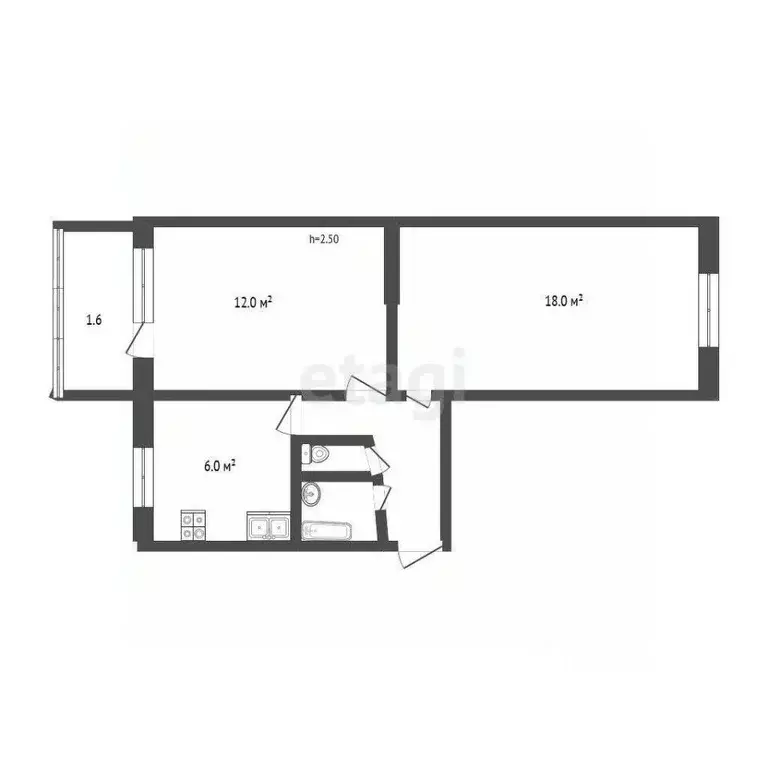 2-к кв. Псковская область, Псков пер. Машиниста, 5 (44.5 м) - Фото 2