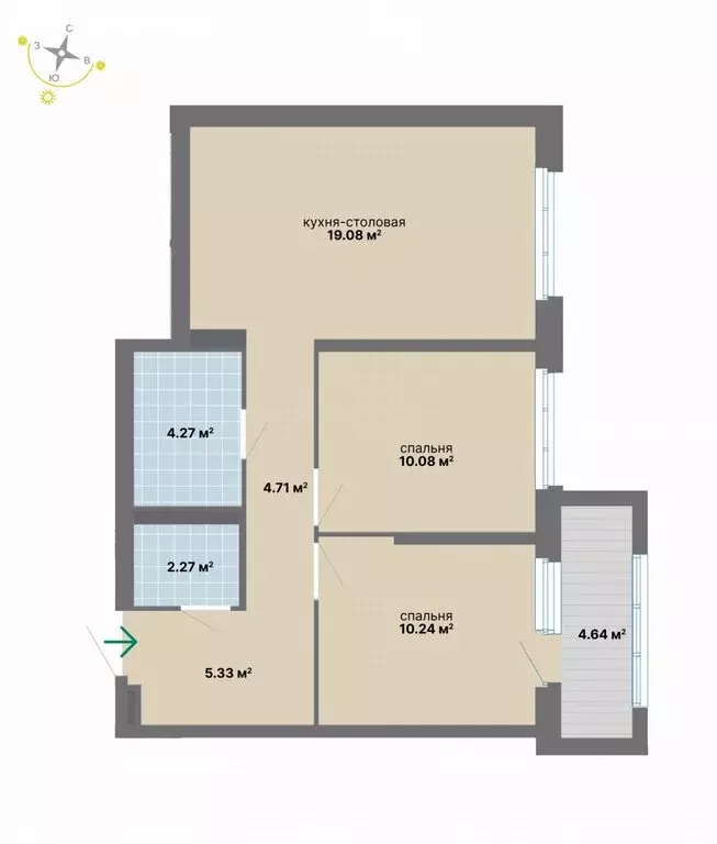 2-комнатная квартира: Екатеринбург, Студенческая улица, 16 (60.62 м) - Фото 1