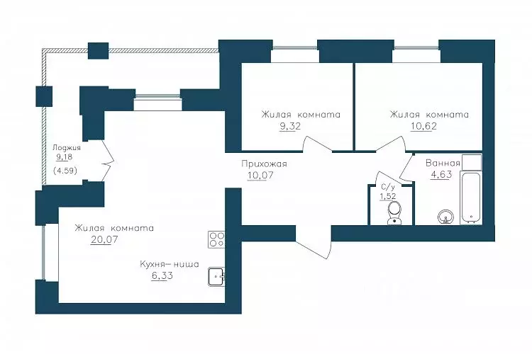 3-к кв. Вологодская область, Череповец 107-й мкр, ГринВилль жилой ... - Фото 1