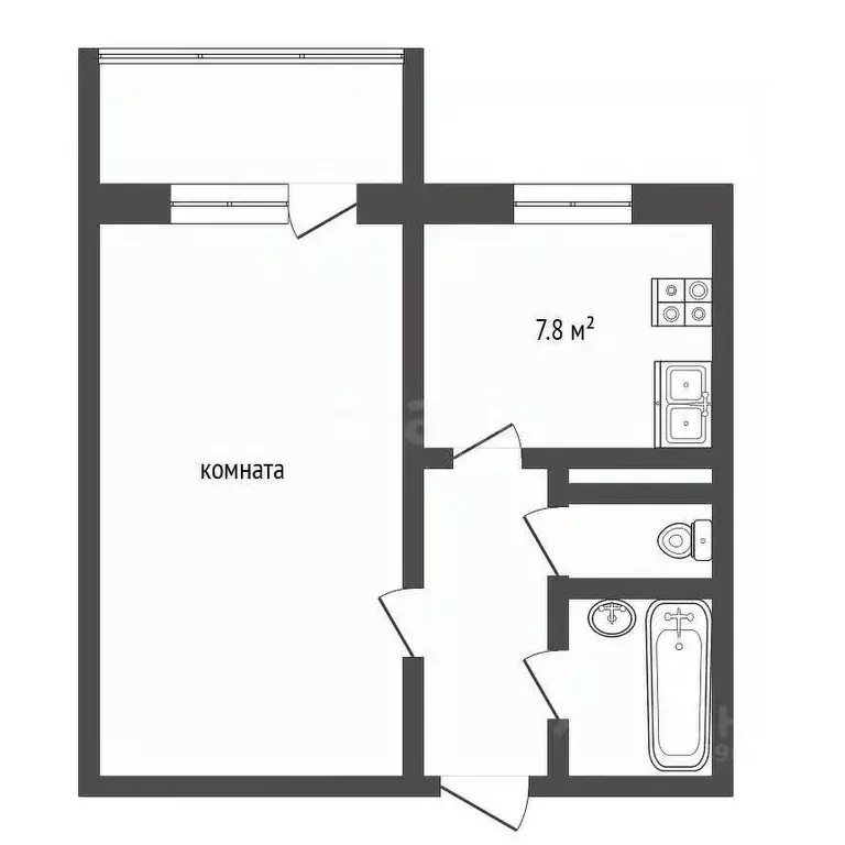 1-к кв. Челябинская область, Челябинск Каслинская ул., 21А (33.6 м) - Фото 1