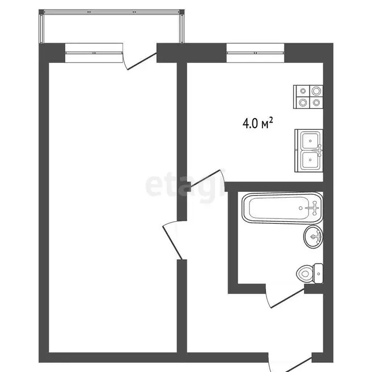 Квартира, 1 комната, 30.5 м - Фото 1