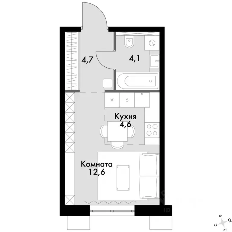 1-к кв. Приморский край, Владивосток Флагман жилой комплекс (26.0 м) - Фото 2