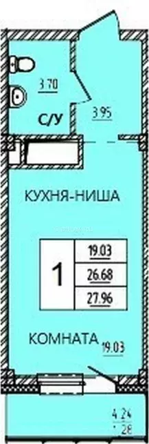 Продаётся квартира-студия, 28.04 м - Фото 1