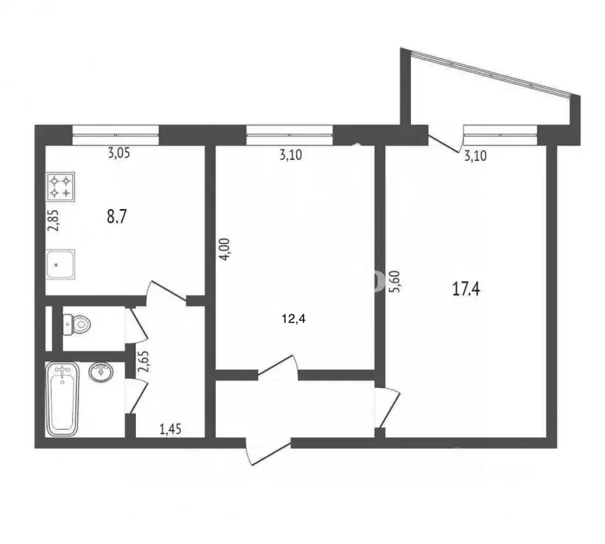 2-к кв. Курганская область, Курган Заозерный жилрайон, 3-й мкр, 35 ... - Фото 1