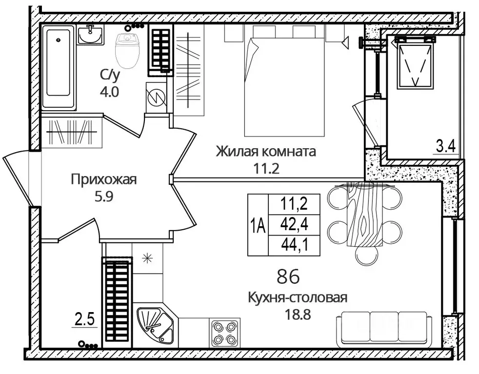 1-к кв. Псковская область, Псковский район, Завеличенская волость, д. ... - Фото 1