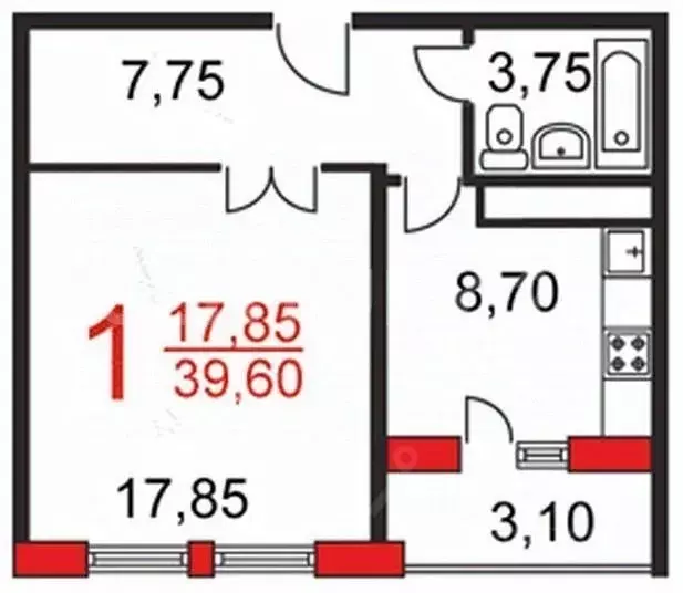 1-к кв. Московская область, Подольск ул. 43-й Армии, 15 (39.6 м) - Фото 1