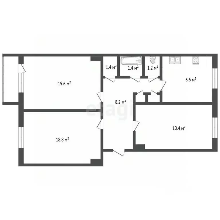 Комната Севастополь ул. Бакинская, 18 (10.4 м) - Фото 2