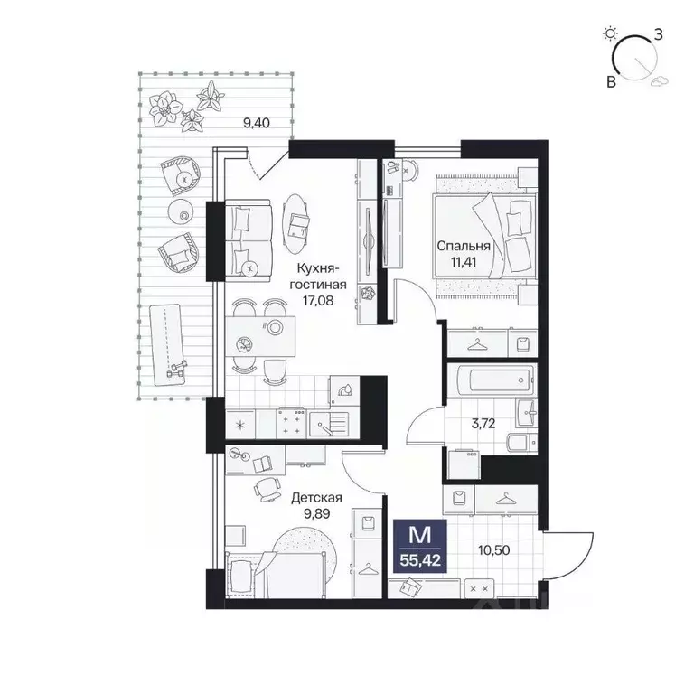 2-к кв. Волгоградская область, Волгоград просп. Имени В.И. Ленина, 59Г ... - Фото 1