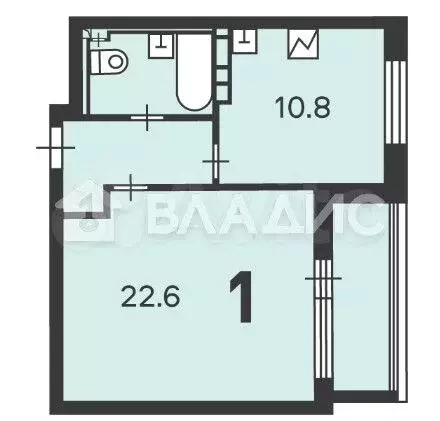 1-к. квартира, 42,7 м, 6/16 эт. - Фото 0