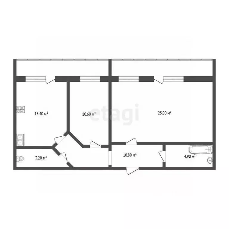 2-к кв. Тюменская область, Тюмень ул. Максима Горького, 3к2 (69.9 м) - Фото 2