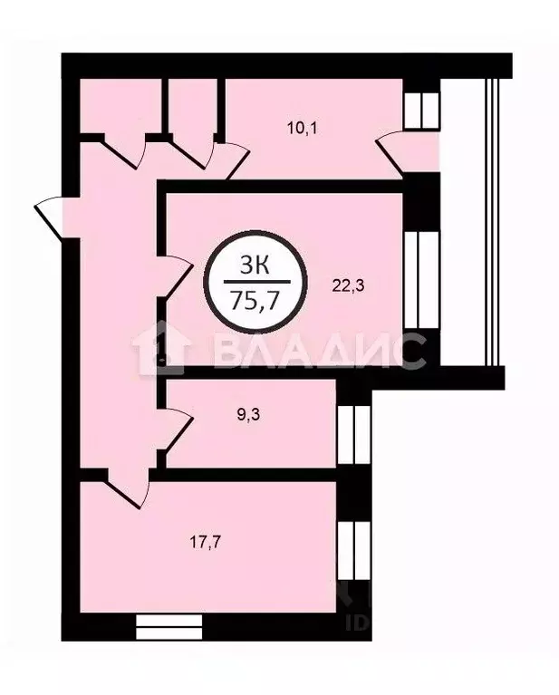 3-к кв. Владимирская область, Владимир ул. Левино Поле, 47 (75.7 м) - Фото 2