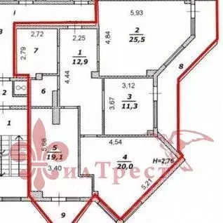 3-к кв. Белгородская область, Белгород ул. Горького, 54Б (74.0 м) - Фото 2