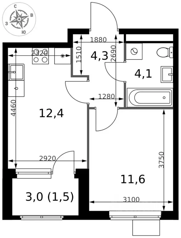 1-к кв. Московская область, Химки Клязьма-Старбеево мкр, Международный ... - Фото 1