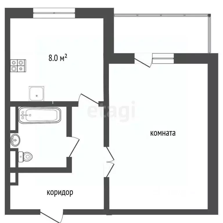 1-к кв. Ямало-Ненецкий АО, Новый Уренгой Тундровый мкр, 6 (34.2 м) - Фото 2