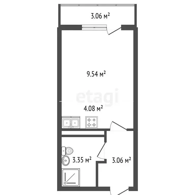 Квартира-студия: Мурино, Графская улица, 6к3 (21 м) - Фото 1