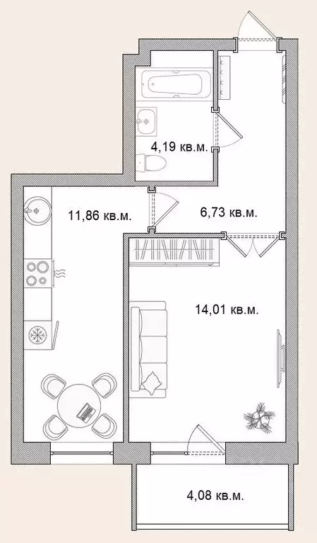 1-к кв. Омская область, Омск Сибирский просп., 43 (40.87 м) - Фото 0