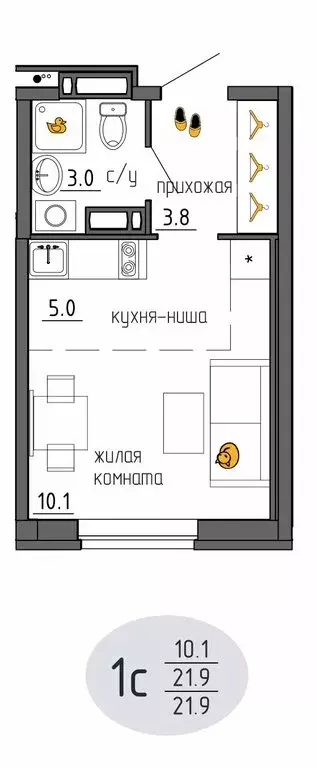 Квартира-студия: Пермь, Ижевская улица, 38 (21.9 м) - Фото 0