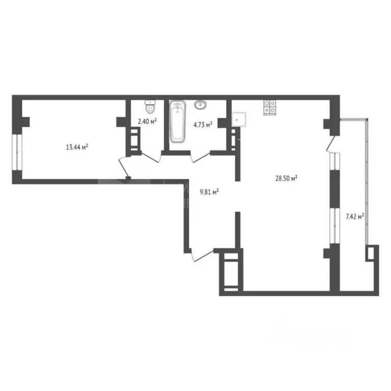 2-к кв. Тюменская область, Тюмень ул. Константина Посьета, 12 (58.4 м) - Фото 2