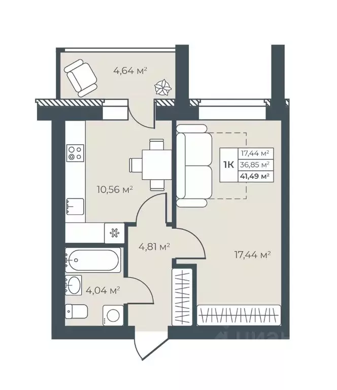 1-к кв. Воронежская область, Павловск ул. Свободы, 29 (41.49 м) - Фото 0