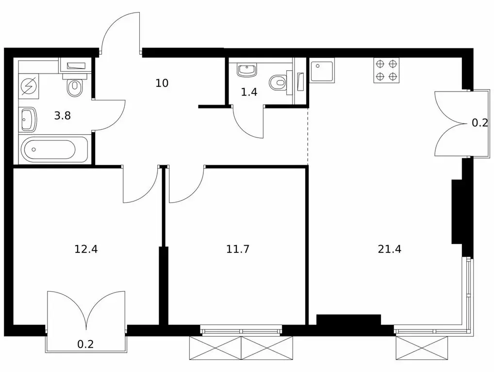 2-комнатная квартира: Москва, жилой комплекс Руставели 14, 3.5 (61.1 ... - Фото 1