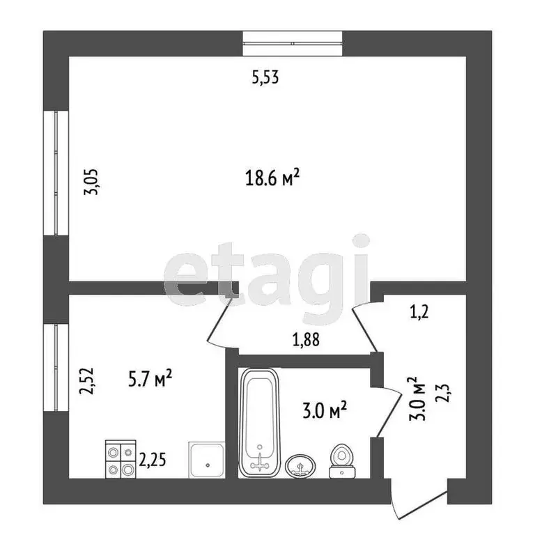 1-комнатная квартира: Омск, проспект Мира, 38Г (31.1 м) - Фото 1