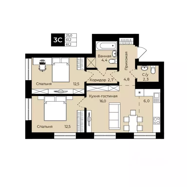 2-к кв. Башкортостан, Уфа ул. Ленина, 192 (61.2 м) - Фото 0