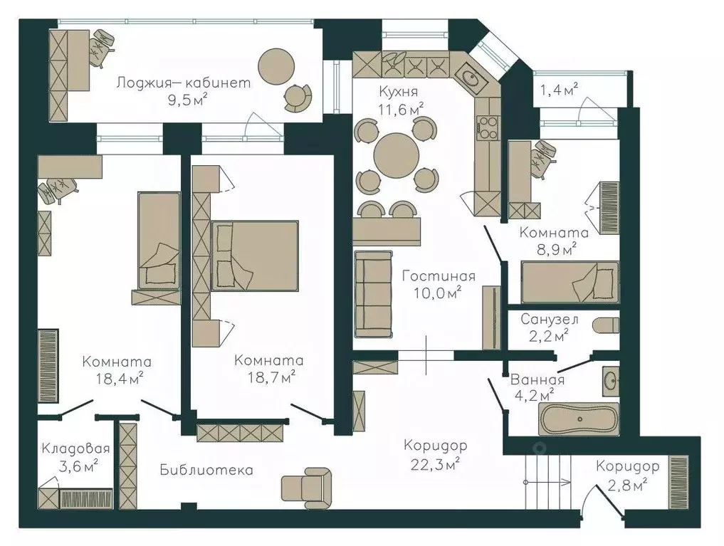 4-к кв. Санкт-Петербург, Санкт-Петербург, Пушкин Малиновская ул., 11 ... - Фото 1