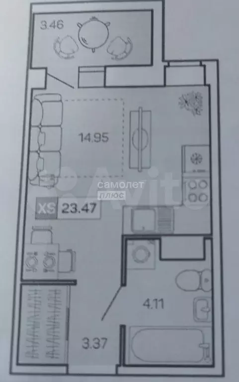 Квартира-студия, 23,5 м, 6/9 эт. - Фото 0