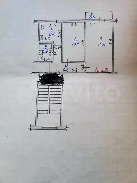 2-к. квартира, 43 м, 5/5 эт. - Фото 0