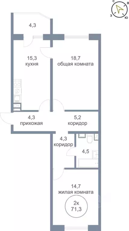 2-к кв. Ханты-Мансийский АО, Нефтеюганск 5-й мкр, 50 (71.3 м) - Фото 0