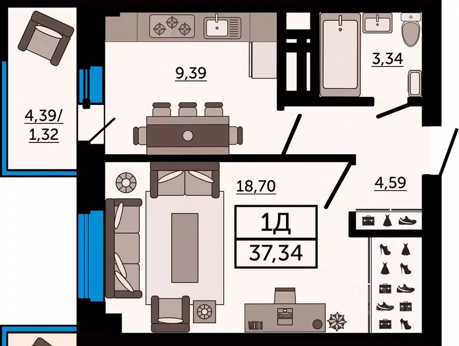 1-к кв. Ростовская область, Ростов-на-Дону Новое Поселение мкр, Фоур ... - Фото 1