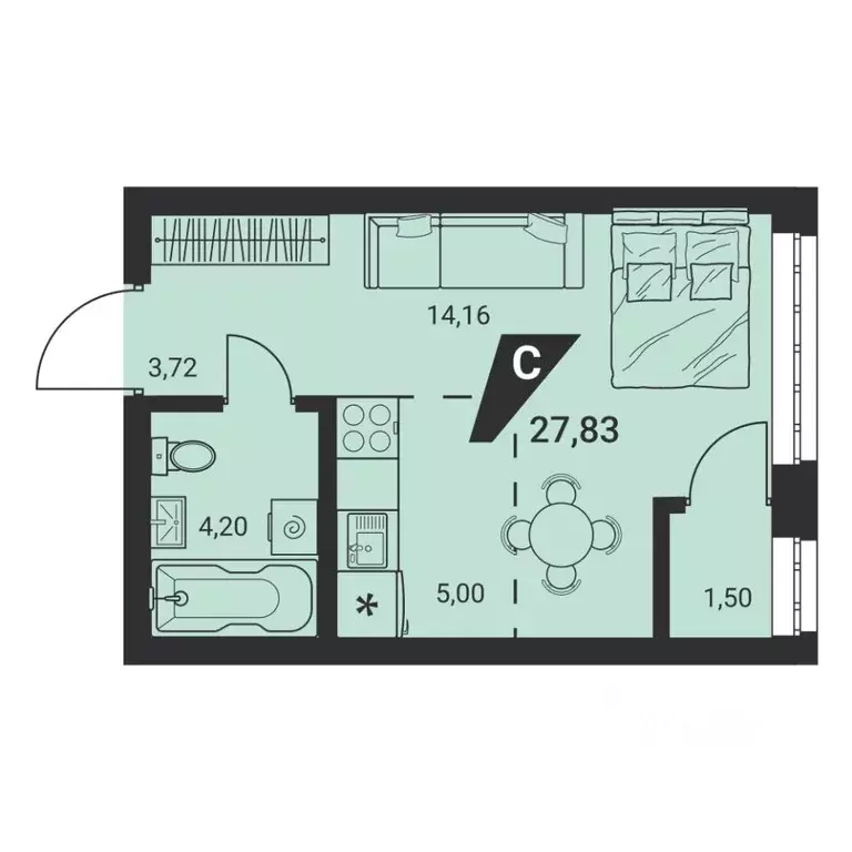 1-к кв. Свердловская область, Екатеринбург ул. Монтерская, 8/2 (27.9 ... - Фото 1