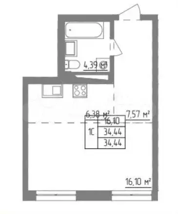 Квартира-студия, 34 м, 8/12 эт. - Фото 0