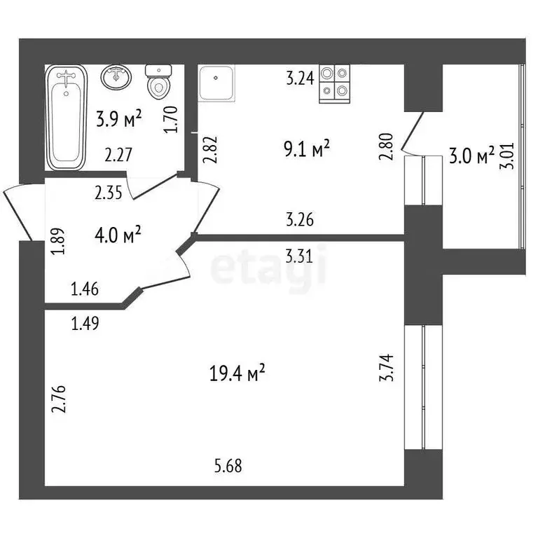 1-комнатная квартира: Стерлитамак, улица Строителей, 71 (36.4 м) - Фото 1