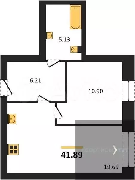 1-к. квартира, 41,9 м, 4/9 эт. - Фото 0