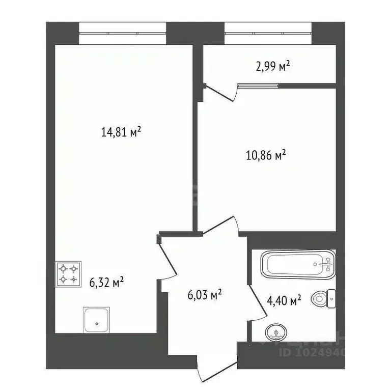 2-к кв. Башкортостан, Уфа ул. Подполковника Недошивина, 13 (45.43 м) - Фото 2