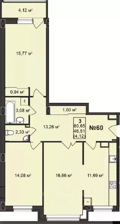 3-к кв. Нижегородская область, Нижний Новгород ул. Гоголя, 14А (83.4 ... - Фото 1